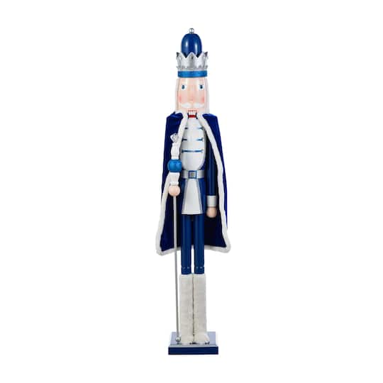 Glitzhome® 42"H Wooden Christmas Blue Dressed King Nutcracker